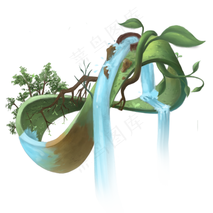 植树节创意莫比乌斯环植物绿色写,免抠元素(3000X3000(DPI:300))psd模版下载