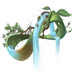 植树节创意莫比乌斯环植物绿色写,免抠元素