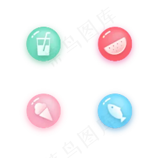 彩色渐变饮食电商ICON