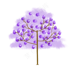 紫色水果树木插图