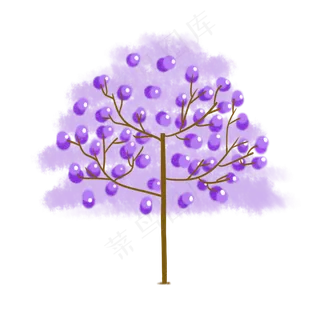 紫色水果树木插图