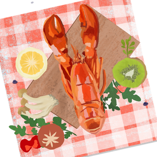 餐桌布上的美食小龙虾