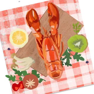 餐桌布上的美食小龙虾