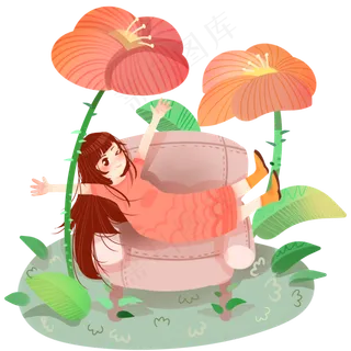 春分睡觉的小女孩,免抠元素