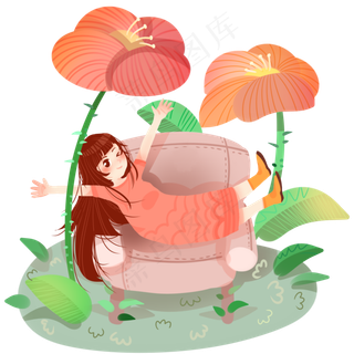 春分睡觉的小女孩,免抠元素