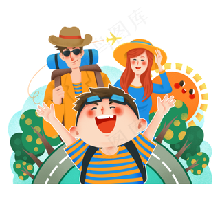 六一儿童节亲子游,免抠元素