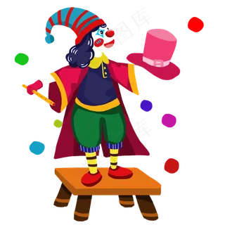 愚人节小丑表演帽子戏法