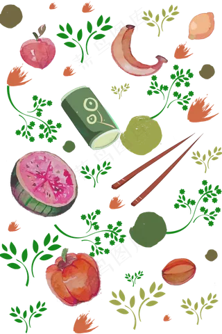 水果印花夏天底纹,免抠元素