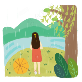 清明节女孩思念故人,免抠元素