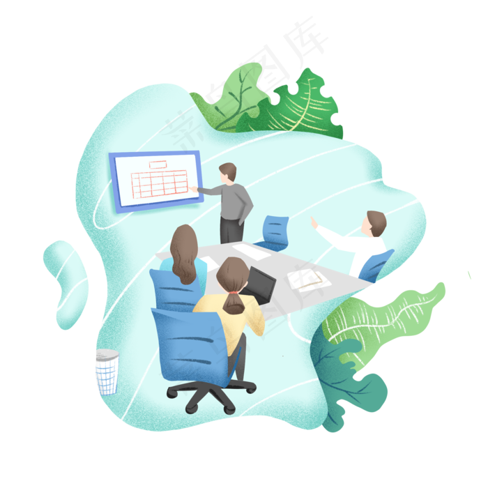 商务办公绿植噪点风格,免抠元素