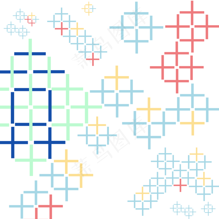 彩色几何印花装饰图,免抠元素