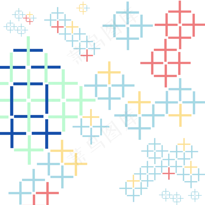 彩色几何印花装饰图,免抠元素(2000*2000px 300 dpi )psd模版下载