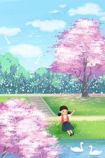 小清新晴天樱花季节风景