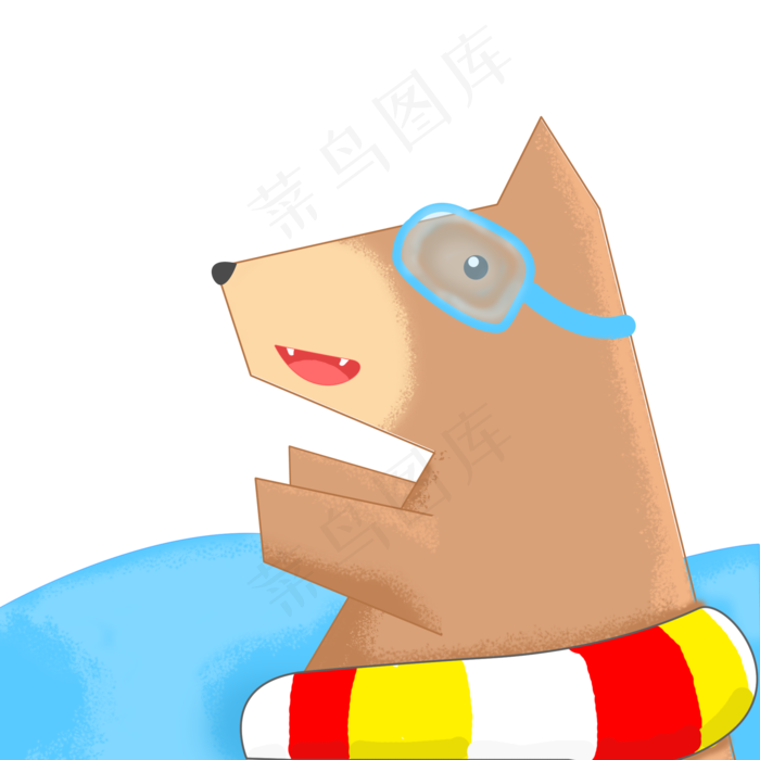 大暑夏天小狗游泳泳圈