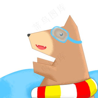 大暑夏天小狗游泳泳圈