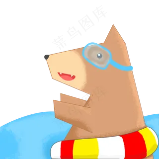 大暑夏天小狗游泳泳圈