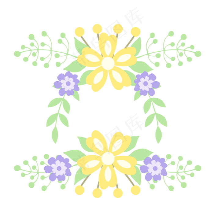 小清新花框矢量素材,免抠元素(2000*2000px 300 dpi )ai矢量模版下载