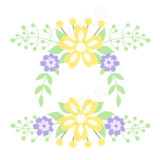 小清新花框矢量素材,免抠元素