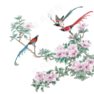 水墨工笔花鸟,免抠元素