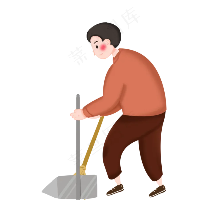 劳动节扫地的男孩素材(2000X2000(DPI:300))psd模版下载