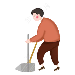 劳动节扫地的男孩素材
