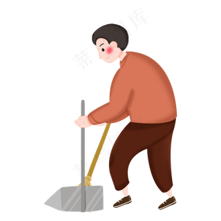 劳动节扫地的男孩素材