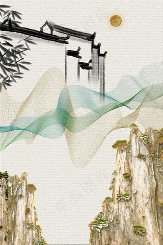 新中式古建筑中国风装饰画