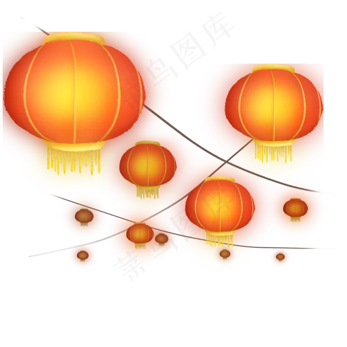 中国传统节日元宵节手绘灯笼,免抠元素