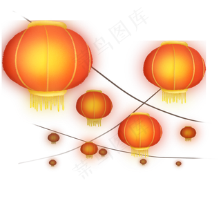 中国传统节日元宵节手绘灯笼,免抠元素