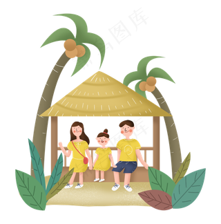 全家人一起旅行度假游玩旅游