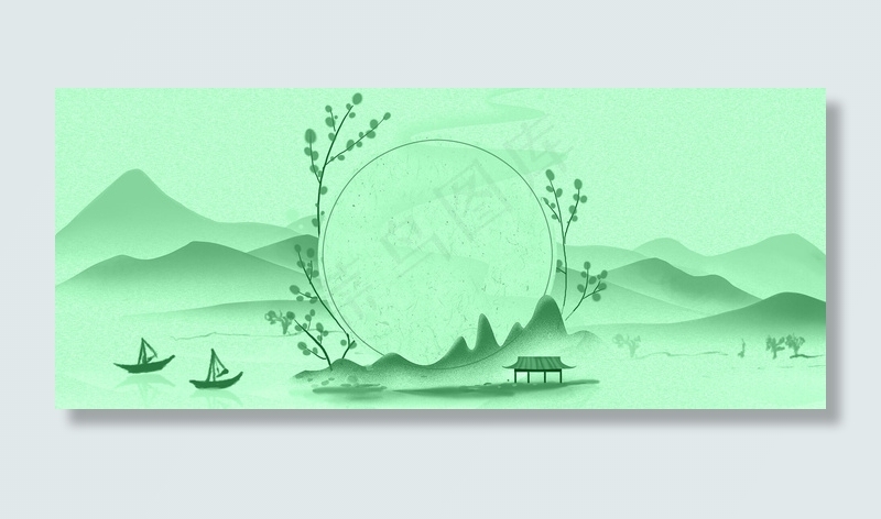 水墨小清新远山中国风唯美背景