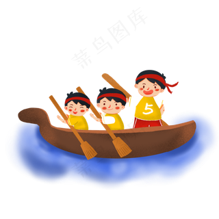 端午节划龙舟卡通元素