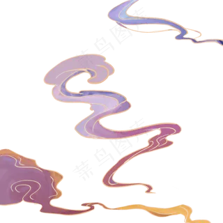 手绘国风七彩祥云,免抠元素