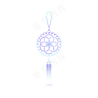 蓝紫色中国结元素商用元素,免抠元素