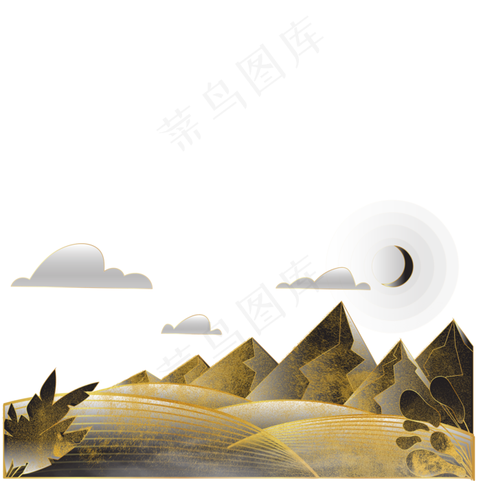 中国风描金山水