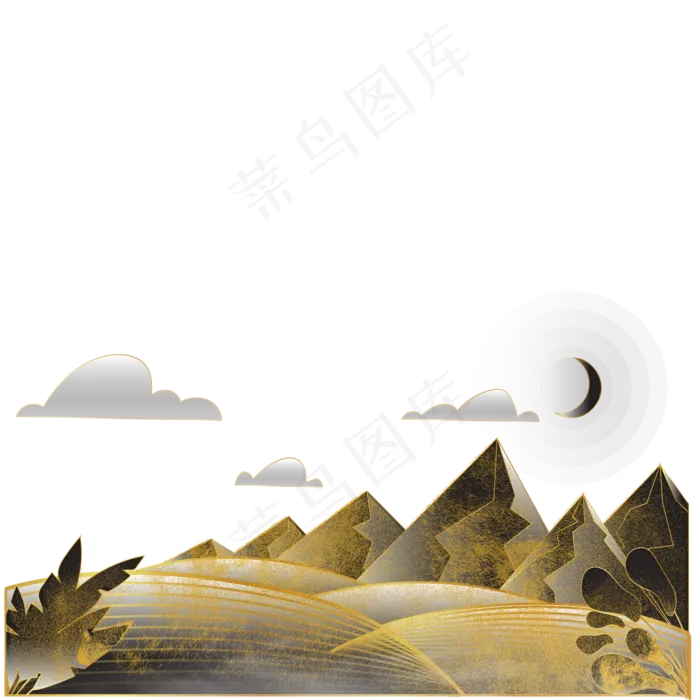 中国风描金山水(2000*2000px 300 dpi )ai矢量模版下载