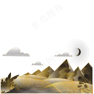 中国风描金山水