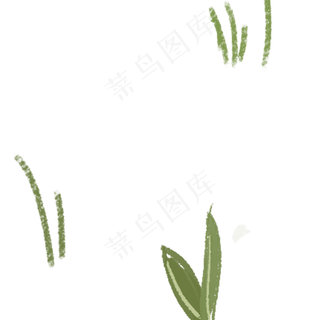 几株手绘卡通绿色小草装饰