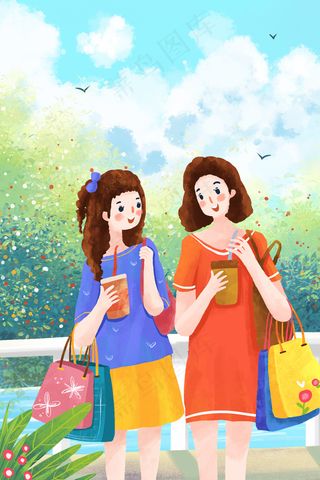 三八妇女节主题之闺蜜一起出去玩耍