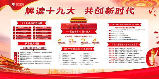 十九大新时代新思想新目标新征程党建展板