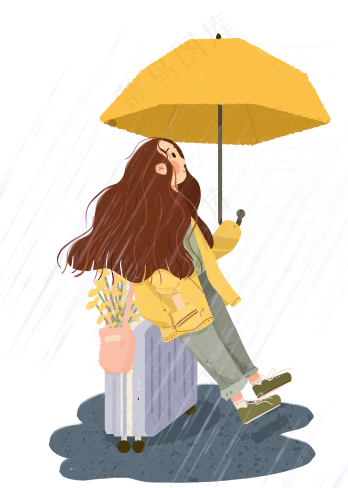谷雨打伞的小女孩(2231X3131(DPI:300))psd模版下载