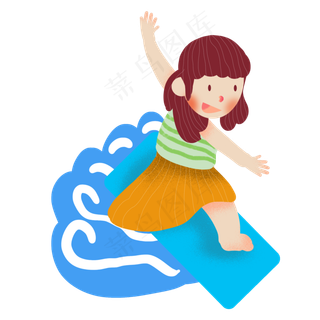 夏天冲浪小女孩