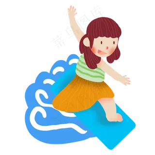 夏天冲浪小女孩