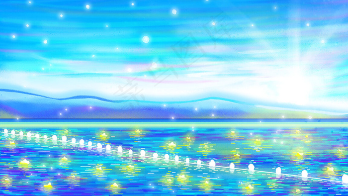 唯美治愈景色大海星星海水太阳阳光