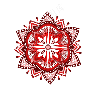 矢量手绘红色花纹,免抠元素