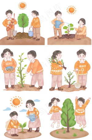 大家一起挖坑种树