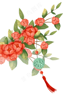 古风红色花枝