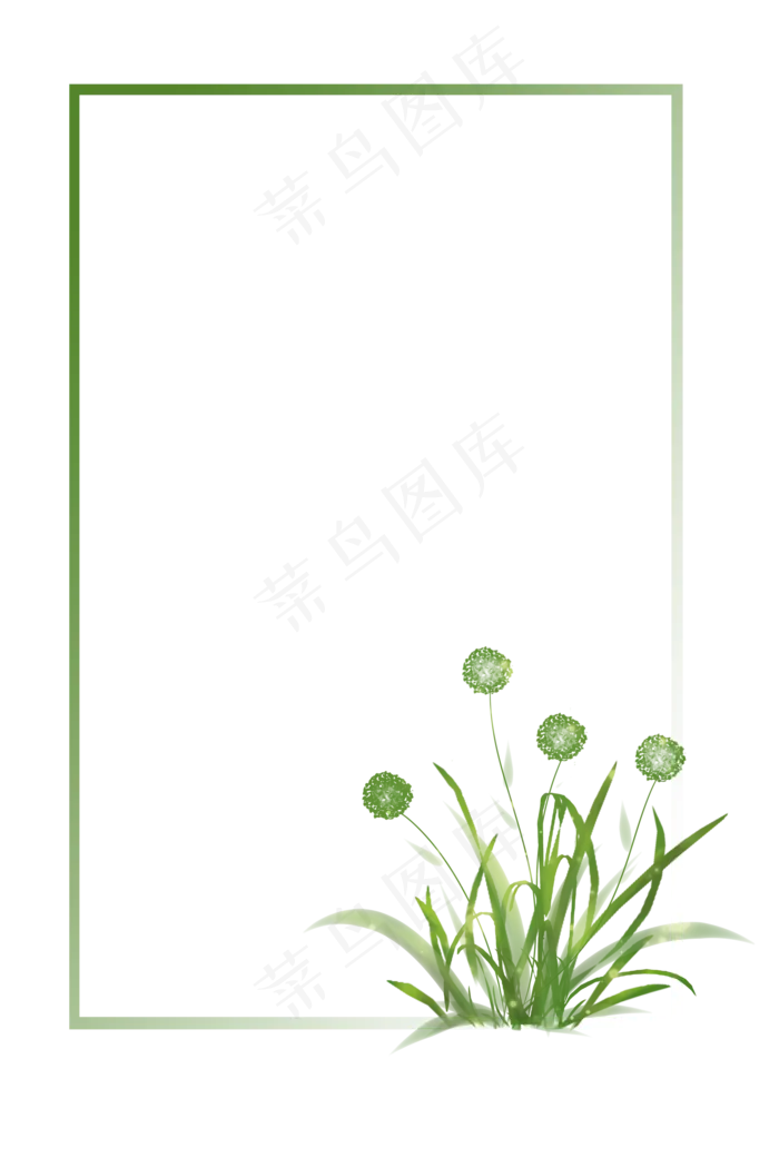 绿色小清新花草手绘装饰边框(2000X3000(DPI:96))psd模版下载