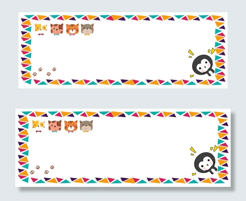 卡通动物彩色三角形边框banner(1920*700px 	       )psd模版下载