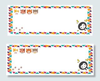 卡通动物彩色三角形边框banner